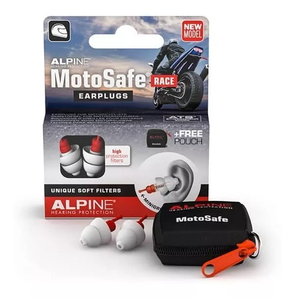 Protector auditivo Alpine MotoSafe Race – Moto y conducción deportiva – Reutilizable – Importado