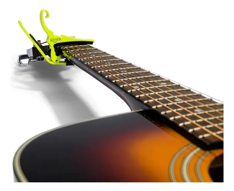 Capo Acustica,pinza, KG6NYA, Neon Yellow amarillo Imp - Imagen 3