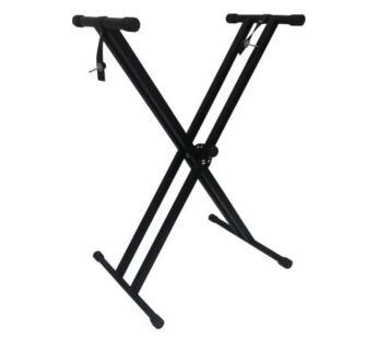 Soporte Teclado, tijera, pata doble Negro Imp
