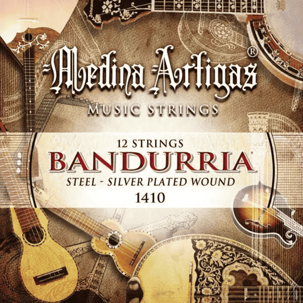 Encordado Medina Artigas para Bandurria,1410. 12c. plateado. . Nacional