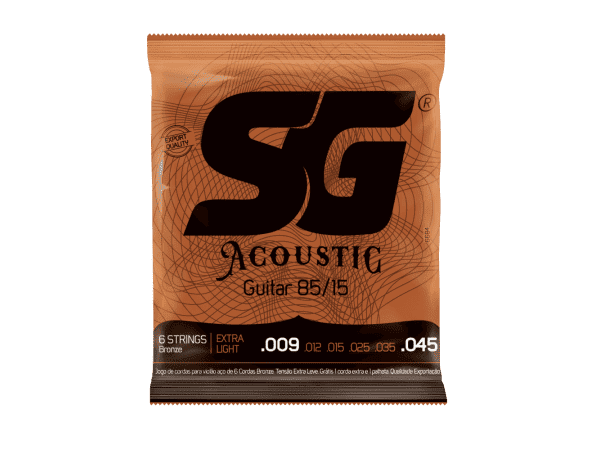 Encordado para guitarra acústica SG Bronze 85/15 009-045 color negro – Origen Brasil