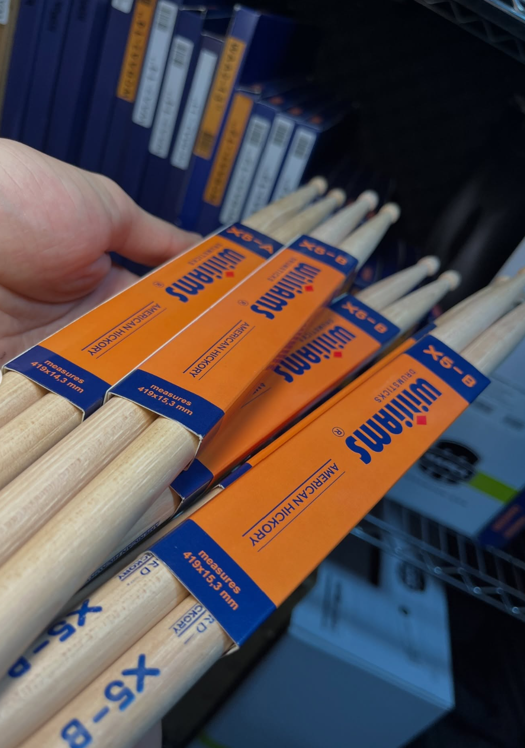 Palillos Williams 5A Standard American Hickory Punta Madera 406 mm x 14,3 mm - Imagen 3