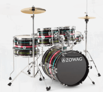 Batería Junior ZOWAG Z1 5 Cuerpos Azul Flameado con Fierros Banqueta y Platillos