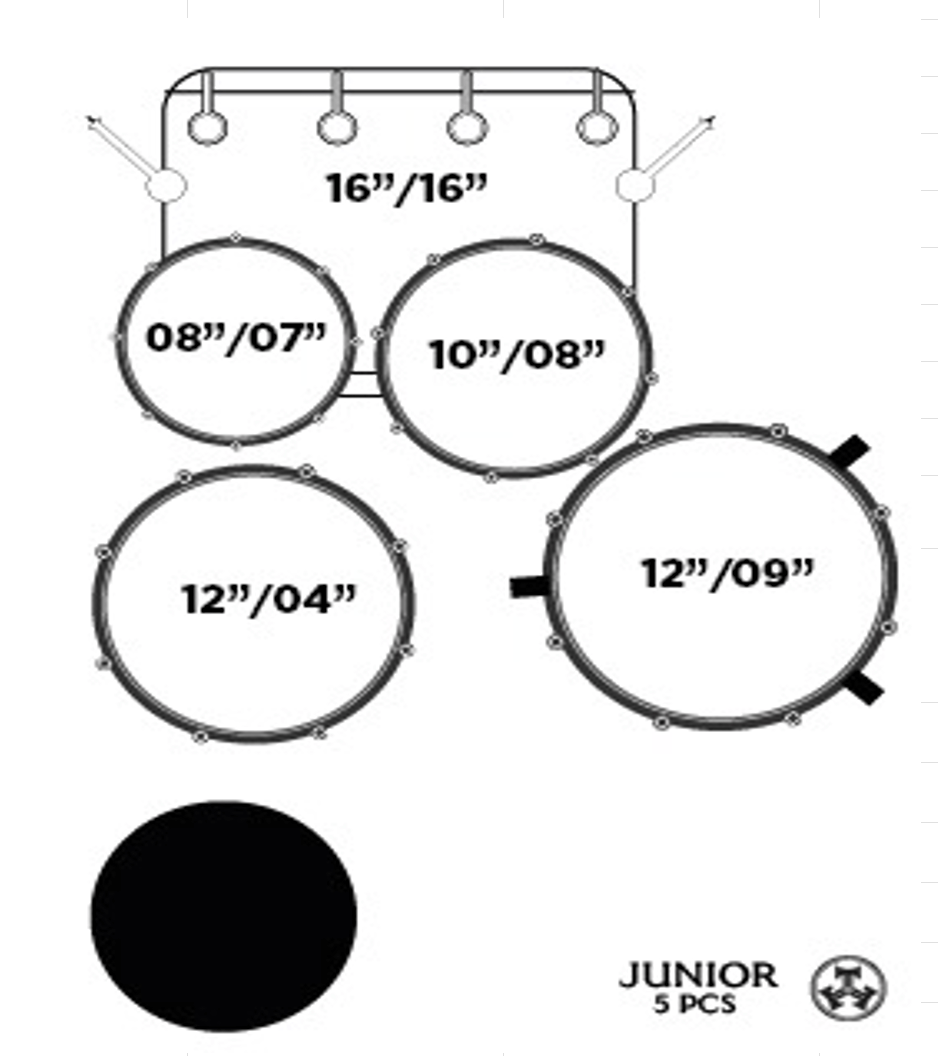 Batería Junior ZOWAG Z1 5 Cuerpos Rojo y Negro con Fierros Banqueta y Platillos - Imagen 4