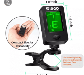 Afinador Clip Wingo T-600 Cromático para Guitarra, Bajo, Violín y Ukelele con Rotación 360° – Importado